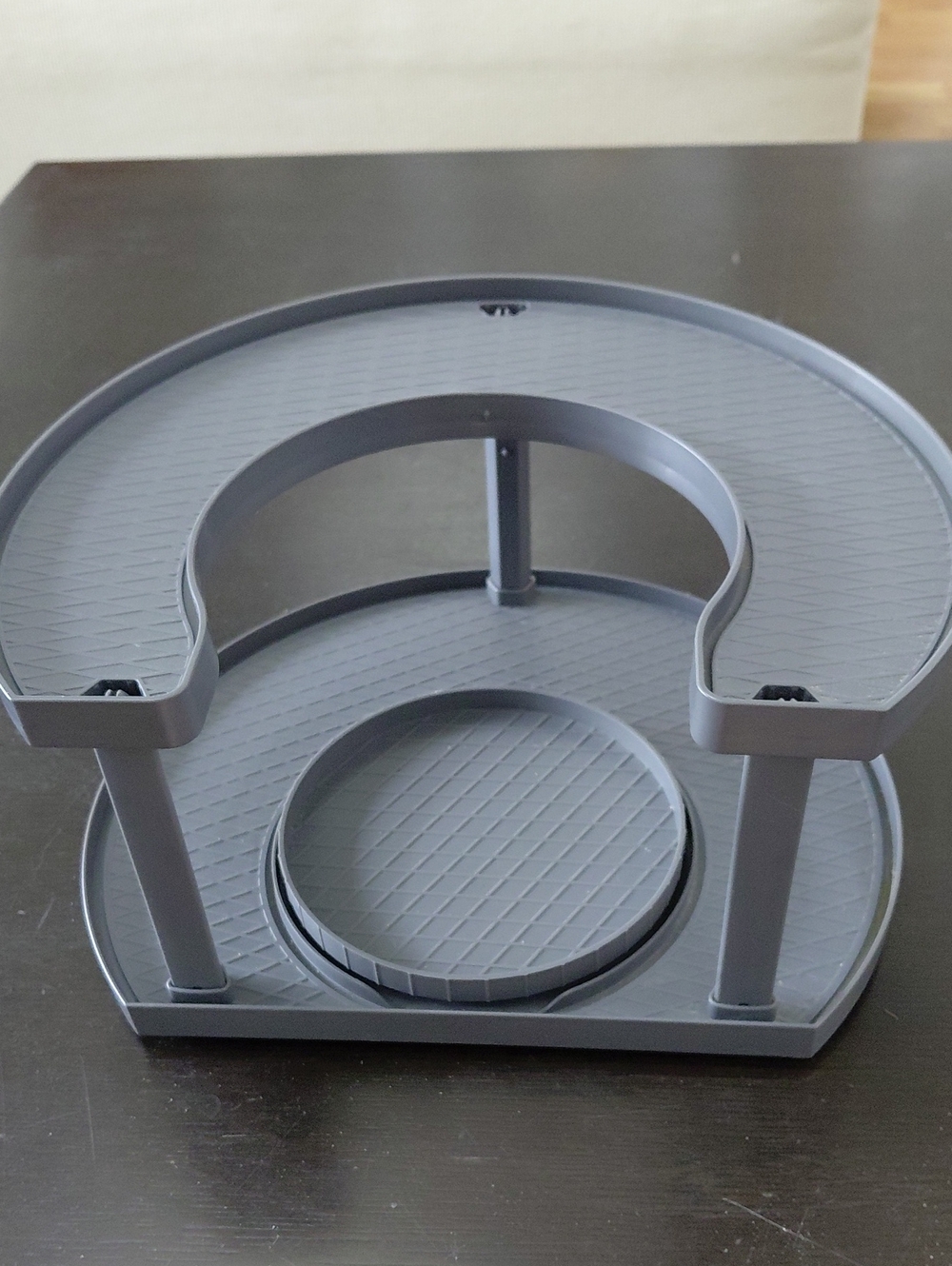 Gray Two-Tier Rotating Organizer Stand